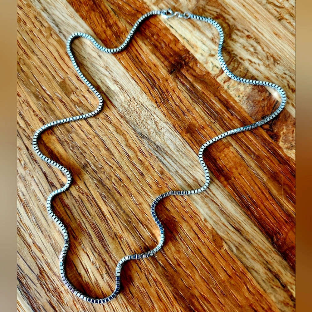 Vintage Unisex HEAVY 925 Sterling Silver 20" Venetian Box Link Chain!